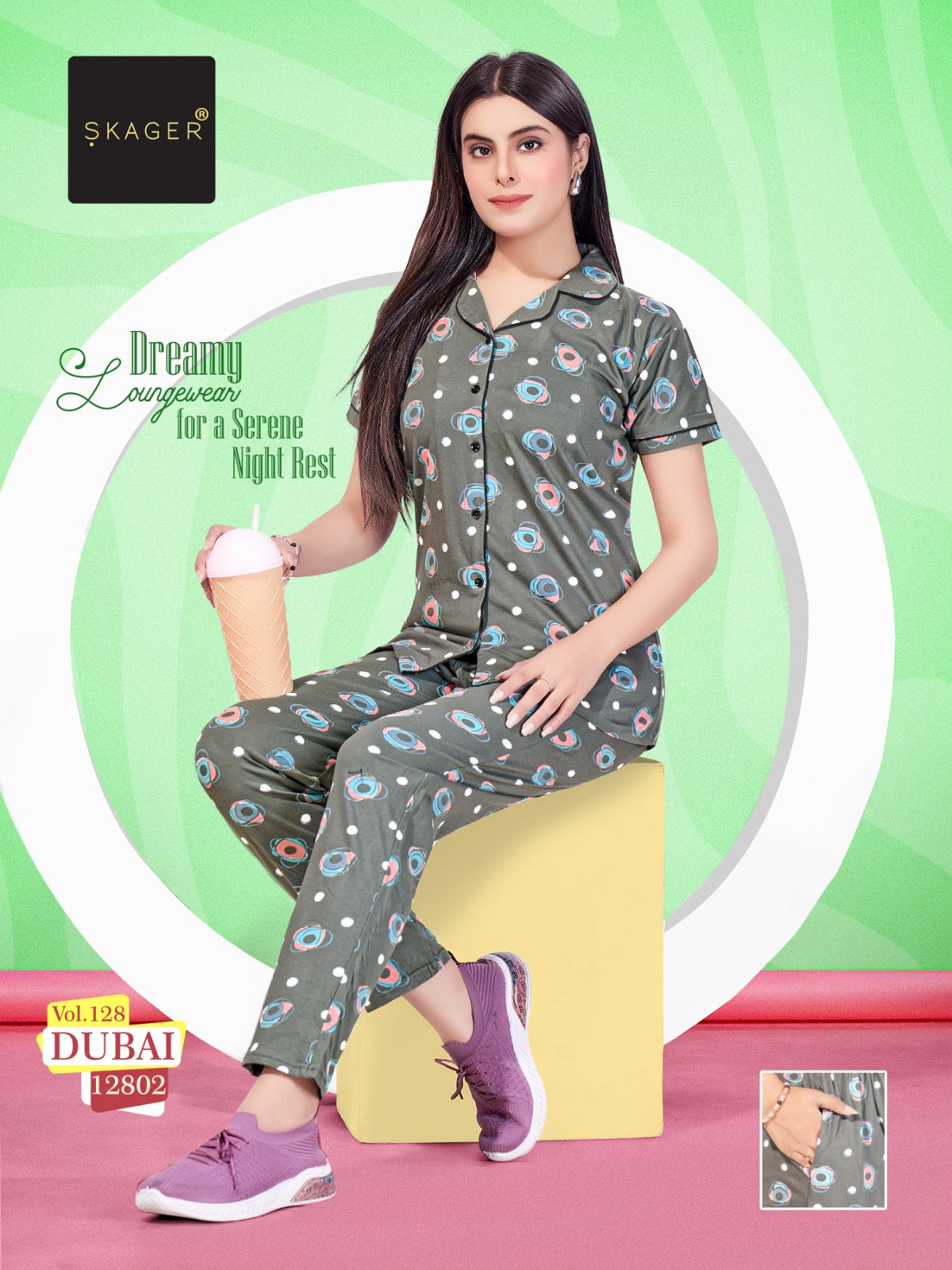 Dubai Vol 128 Skager Hosiery Cotton Collar Night Suits Wholesale Price