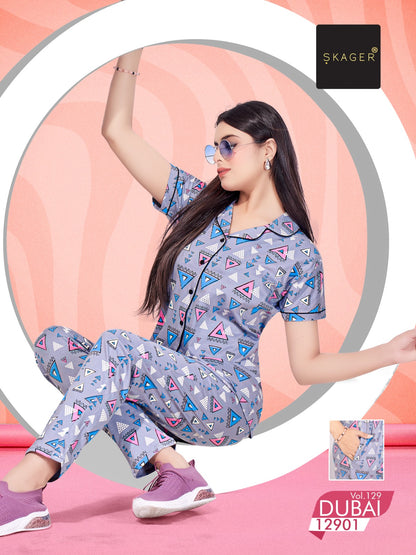 Dubai Vol 129 Skager Hosiery Cotton Collar Night Suits Manufacturer India