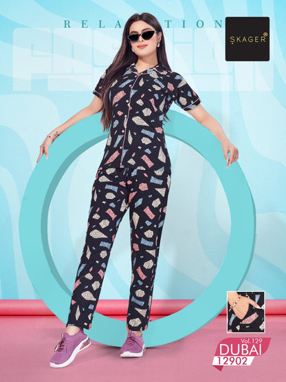 Dubai Vol 129 Skager Hosiery Cotton Collar Night Suits Manufacturer India