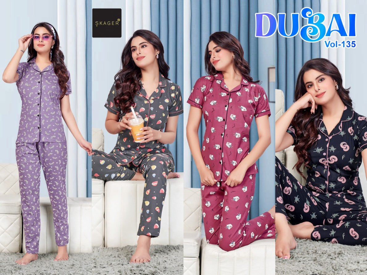 Dubai Vol 135 Skager Hosiery Cotton Collar Night Suits Wholesaler