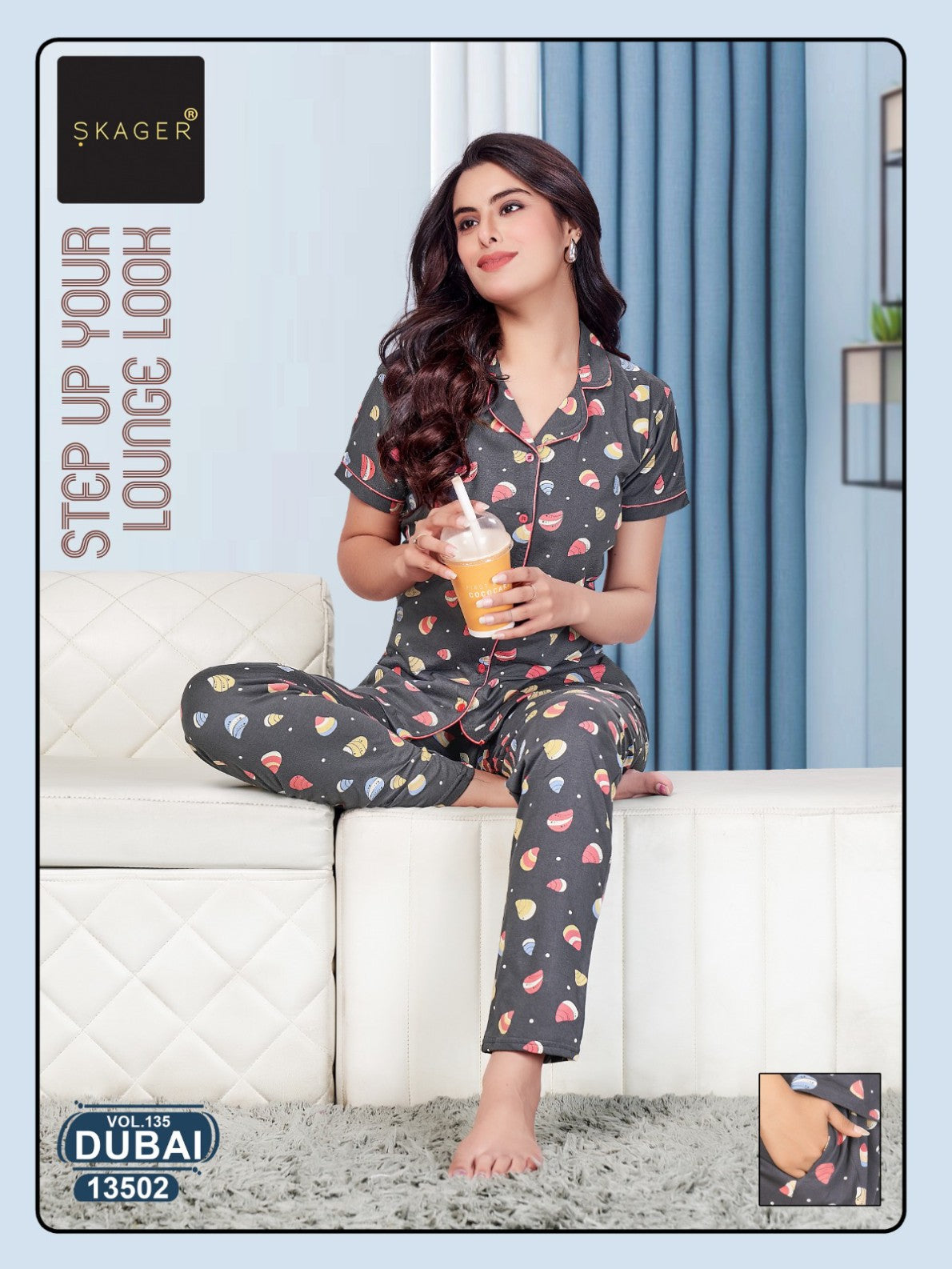 Dubai Vol 135 Skager Hosiery Cotton Collar Night Suits Wholesaler