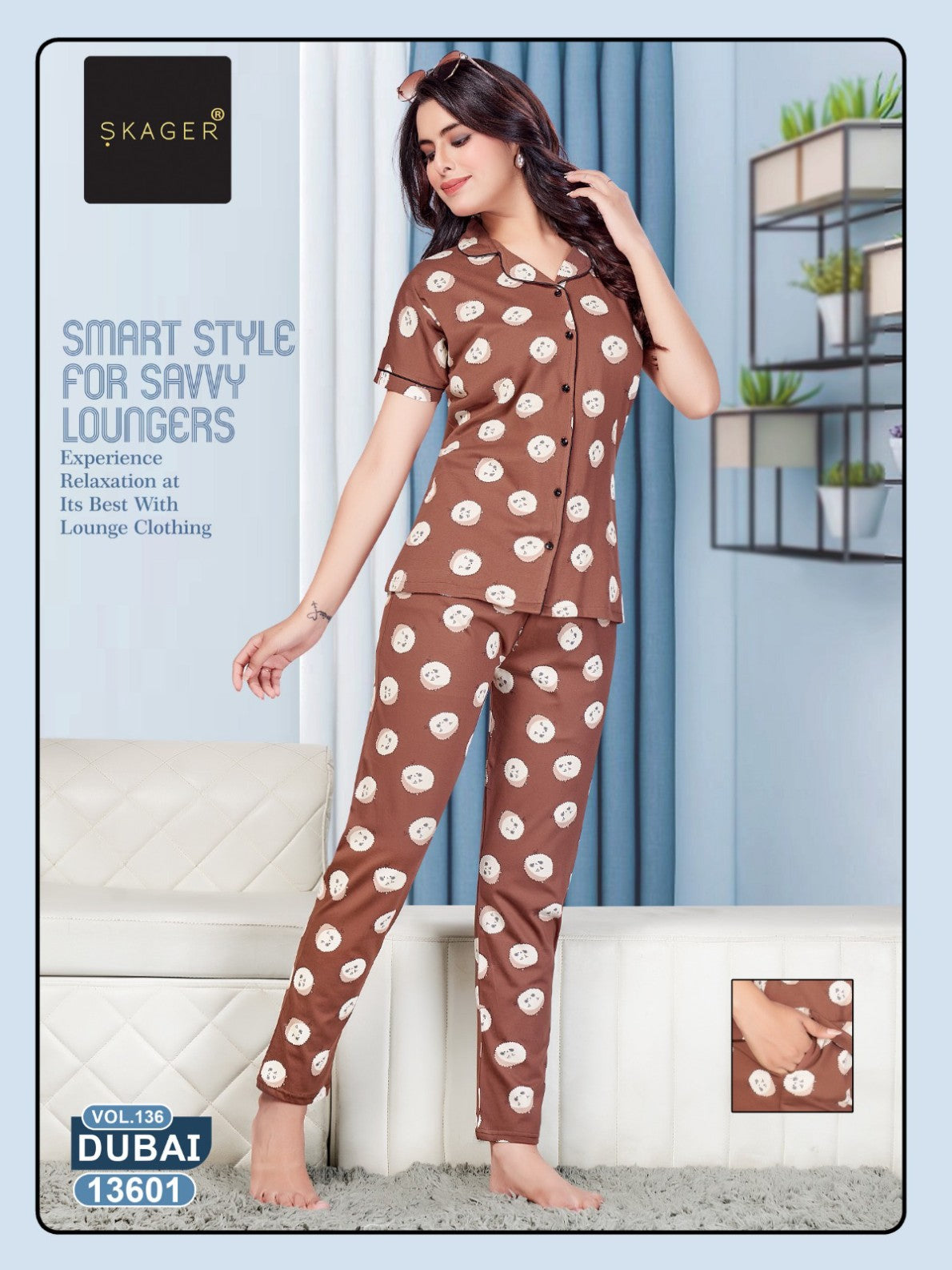 Dubai Vol 136 Skager Hosiery Cotton Collar Night Suits Wholesale Rate