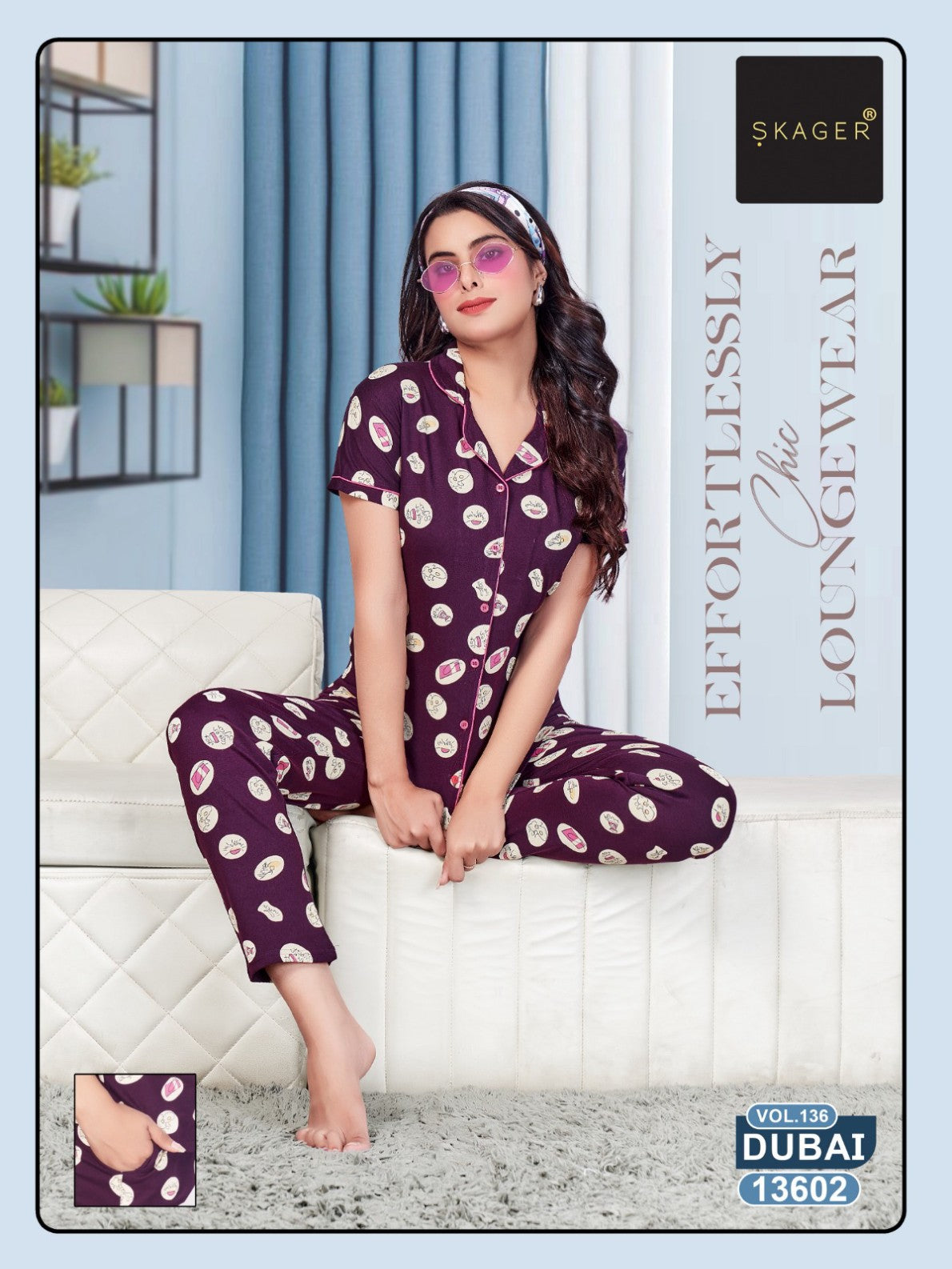 Dubai Vol 136 Skager Hosiery Cotton Collar Night Suits Wholesale Rate