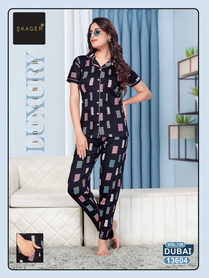 Dubai Vol 136 Skager Hosiery Cotton Collar Night Suits Wholesale Rate