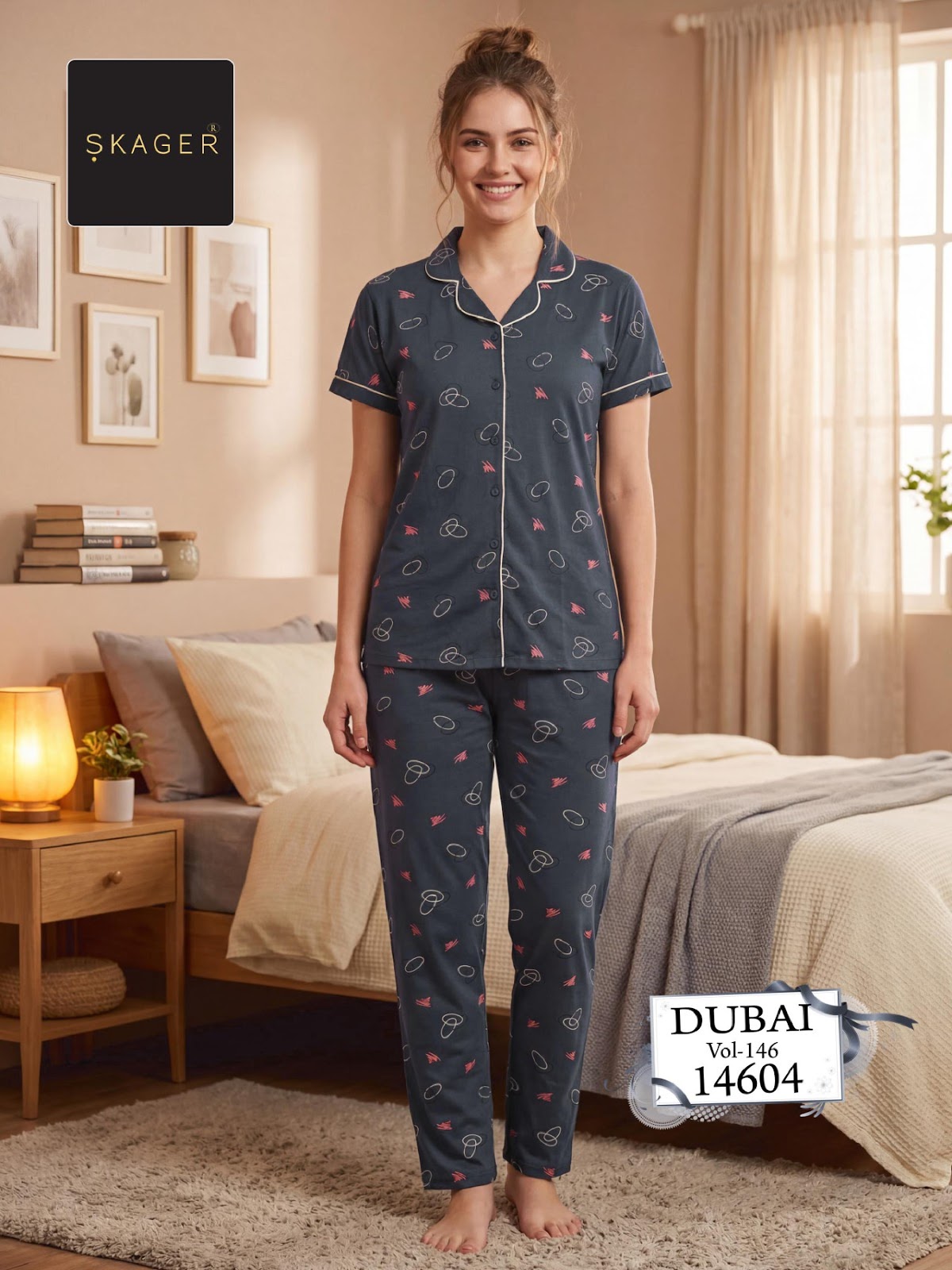 Dubai Vol 146 Skager Hosiery Cotton Collar Night Suits Supplier India
