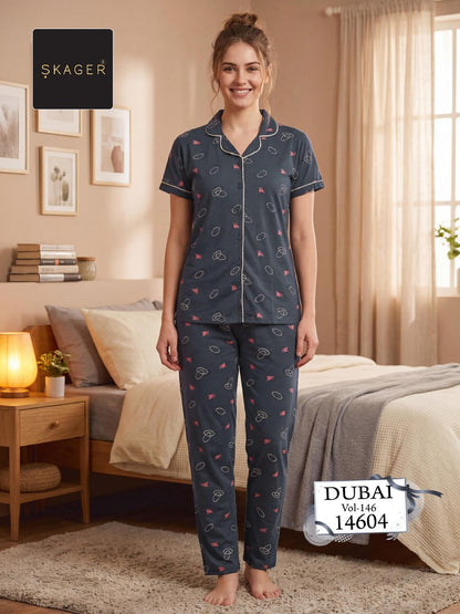 Dubai Vol 146 Skager Hosiery Cotton Collar Night Suits Supplier India