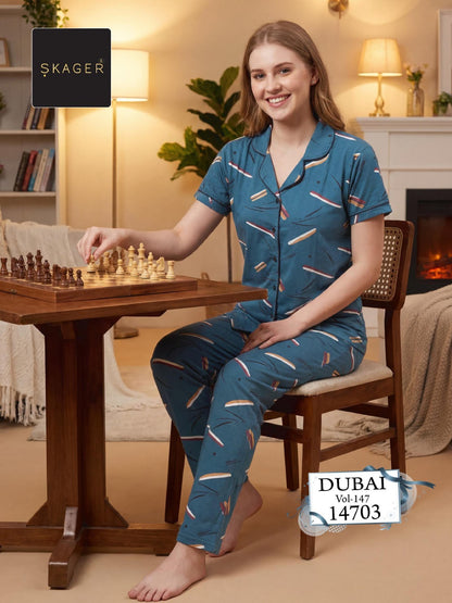 Dubai Vol 147 Skager Hosiery Cotton Collar Night Suits Exporter India