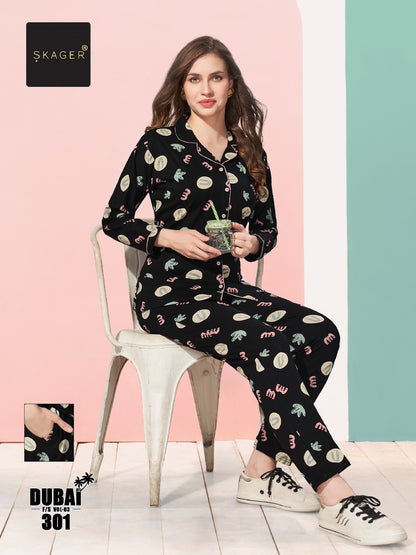 Front Open Dubai Vol 3 Skager Hosiery Full Sleeve Night Suits Supplier