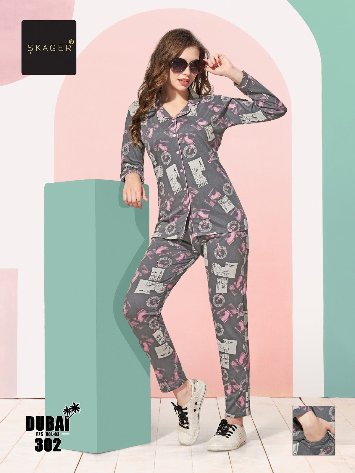 Front Open Dubai Vol 3 Skager Hosiery Full Sleeve Night Suits Supplier