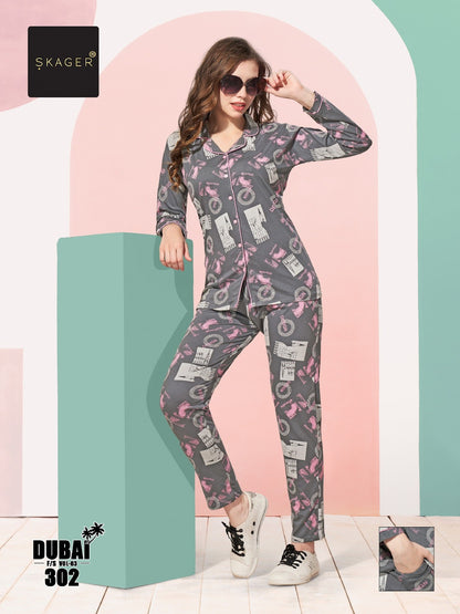 Front Open Dubai Vol 3 Skager Hosiery Full Sleeve Night Suits Supplier