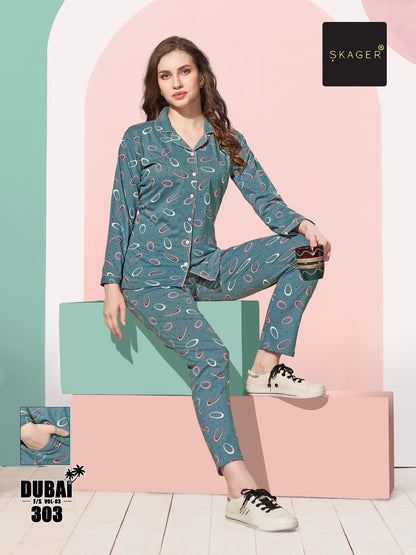 Front Open Dubai Vol 3 Skager Hosiery Full Sleeve Night Suits Supplier