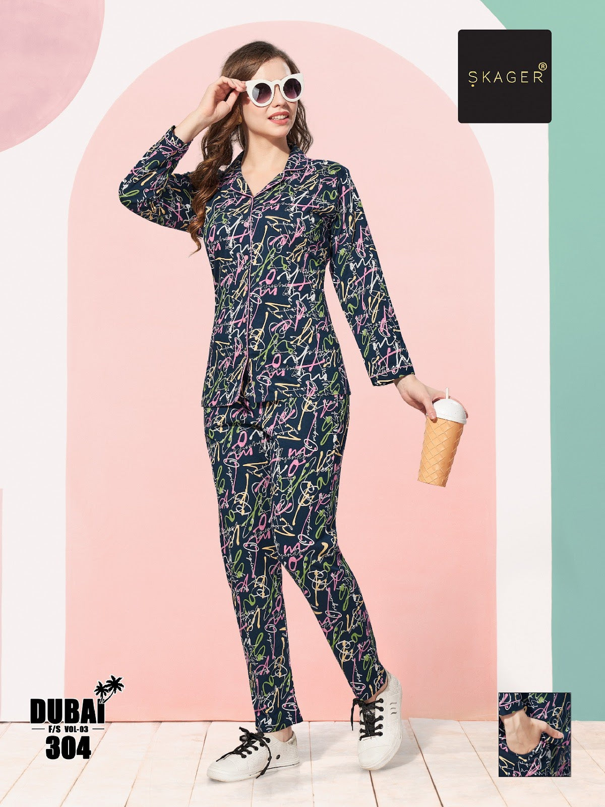 Front Open Dubai Vol 3 Skager Hosiery Full Sleeve Night Suits Supplier