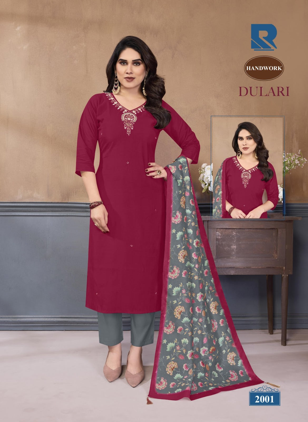 Dulari Raashi Roman Silk Readymade Pant Style Suits Supplier Ahmedabad