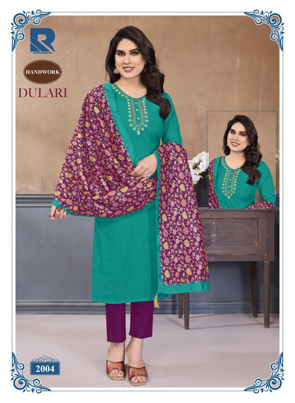 Dulari Raashi Roman Silk Readymade Pant Style Suits Supplier Ahmedabad