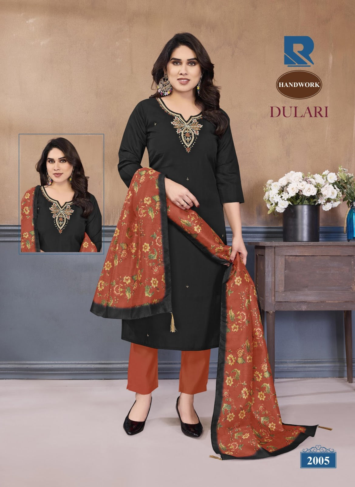 Dulari Raashi Roman Silk Readymade Pant Style Suits Supplier Ahmedabad