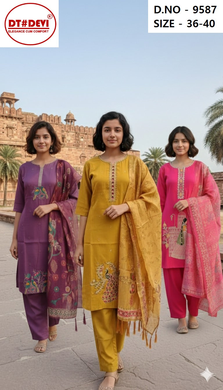 Dulhan Dn 9587 Dt Devi Vetican Girls Readymade Pant Suits Wholesaler