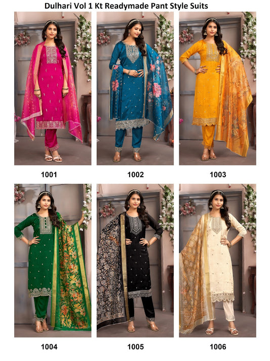 Dulhari Vol 1 Kt Vichitra Silk Readymade Pant Style Suits Wholesaler Gujarat
