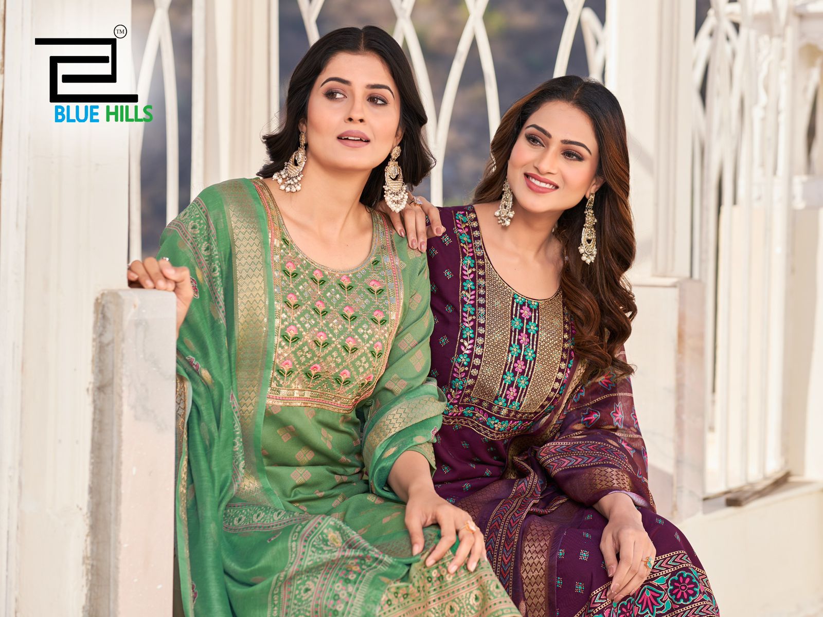 Dupatta World Blue Hills Rayon 14Kg Readymade Pant Style Suits Wholesale Rate