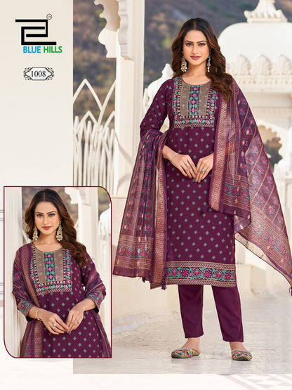 Dupatta World Blue Hills Rayon 14Kg Readymade Pant Style Suits Wholesale Rate