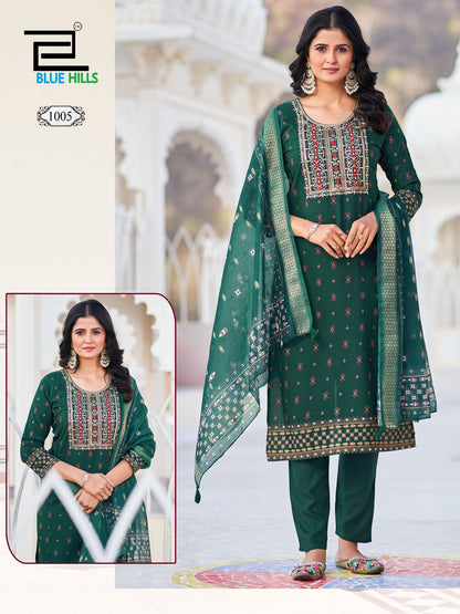 Dupatta World Blue Hills Rayon 14Kg Readymade Pant Style Suits Wholesale Rate