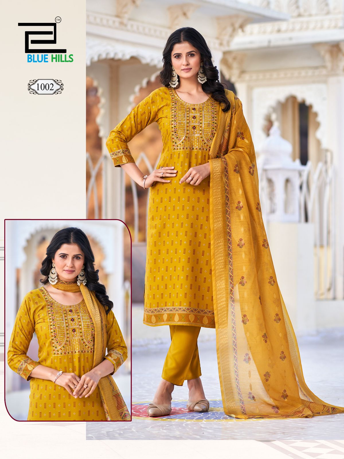 Dupatta World Blue Hills Rayon 14Kg Readymade Pant Style Suits Wholesale Rate
