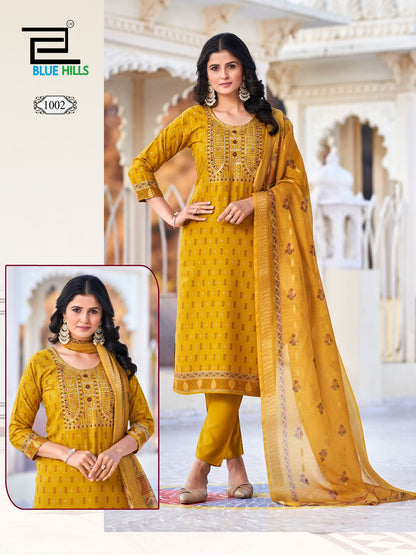Dupatta World Blue Hills Rayon 14Kg Readymade Pant Style Suits Wholesale Rate