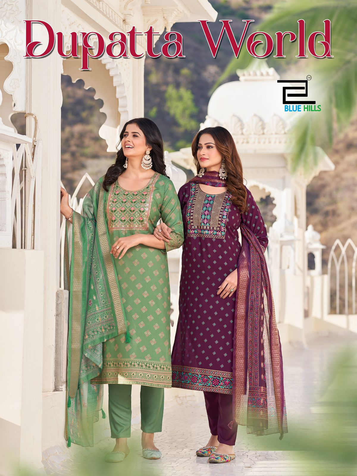 Dupatta World Blue Hills Rayon 14Kg Readymade Pant Style Suits Wholesale Rate