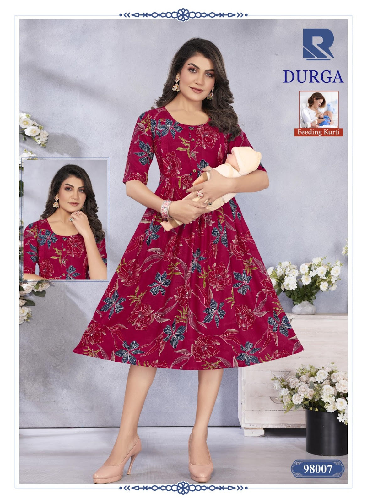 Durga Raashi Rayon Feeding Kurtis Exporter Gujarat