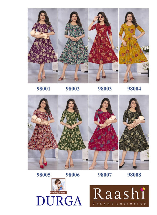 Durga Raashi Rayon Feeding Kurtis Exporter Gujarat