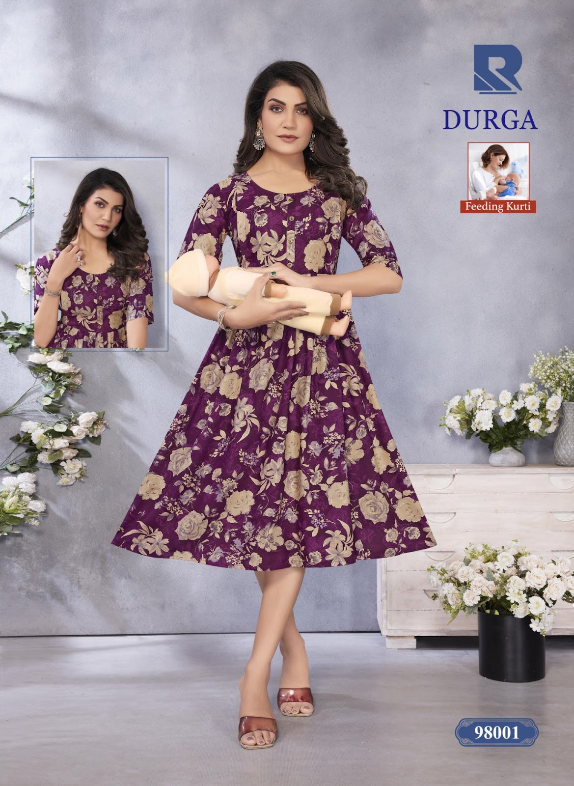 Durga Raashi Rayon Feeding Kurtis Exporter Gujarat