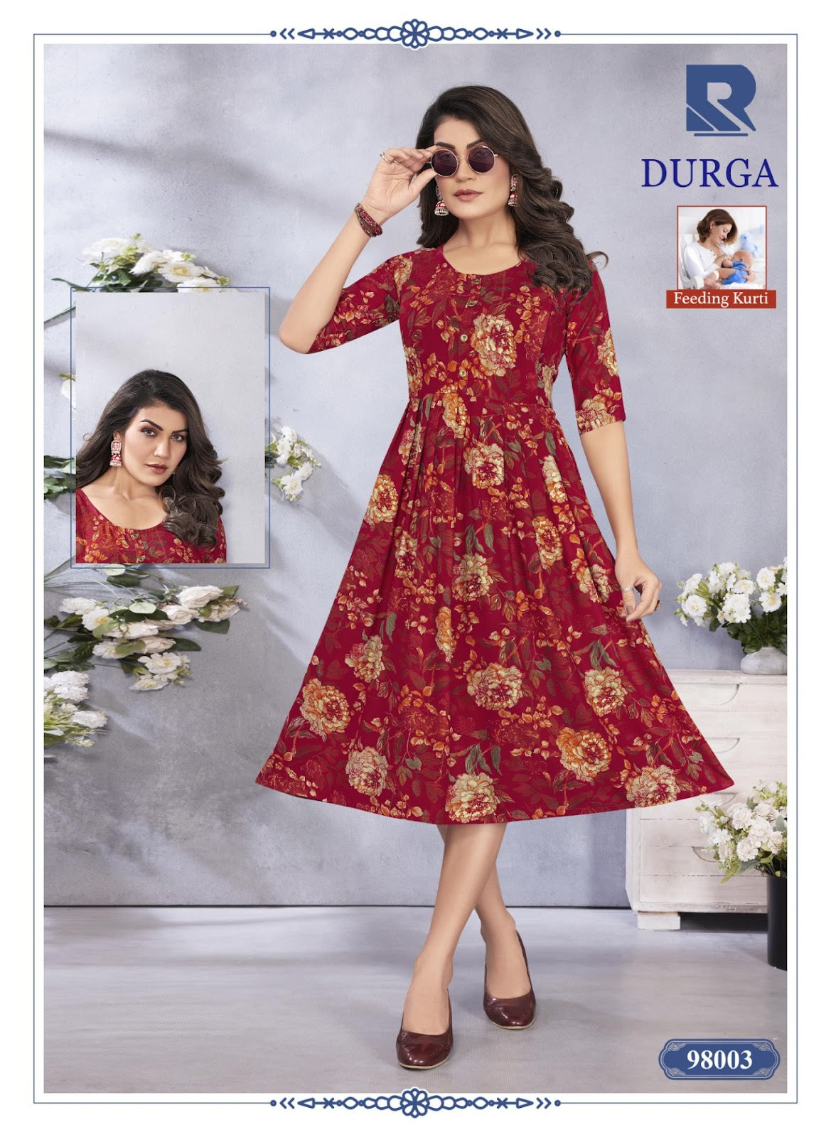 Durga Raashi Rayon Feeding Kurtis Exporter Gujarat