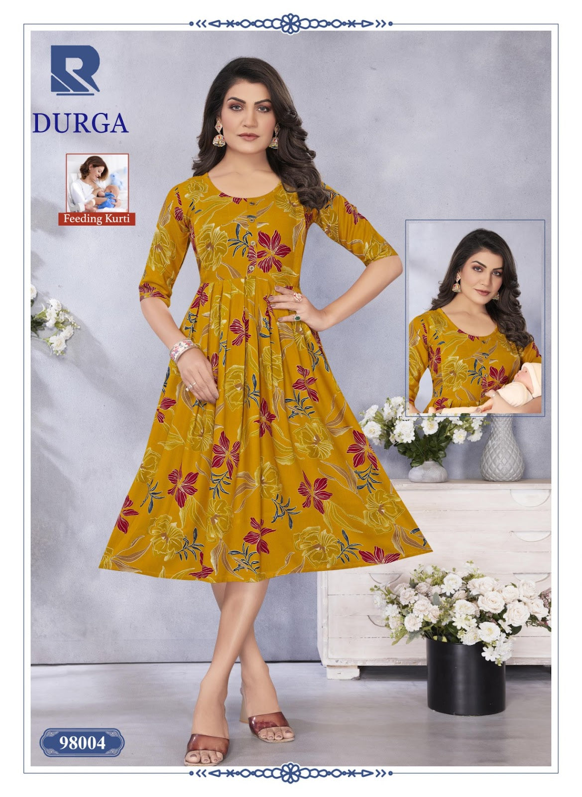 Durga Raashi Rayon Feeding Kurtis Exporter Gujarat