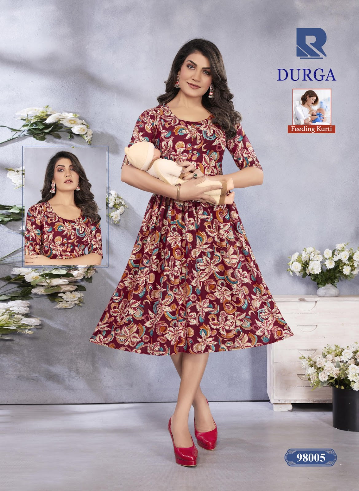 Durga Raashi Rayon Feeding Kurtis Exporter Gujarat