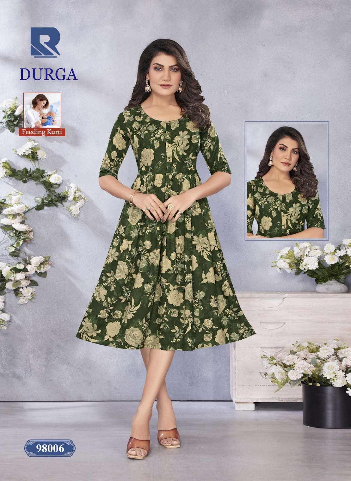 Durga Raashi Rayon Feeding Kurtis Exporter Gujarat