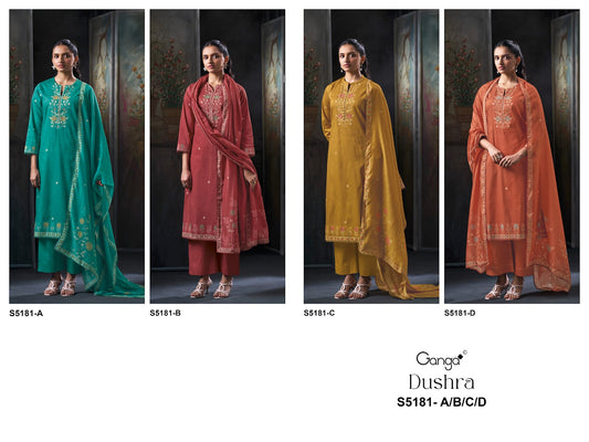 Dushra S5181 Ganga Corduroy Plazzo Style Suits Wholesaler