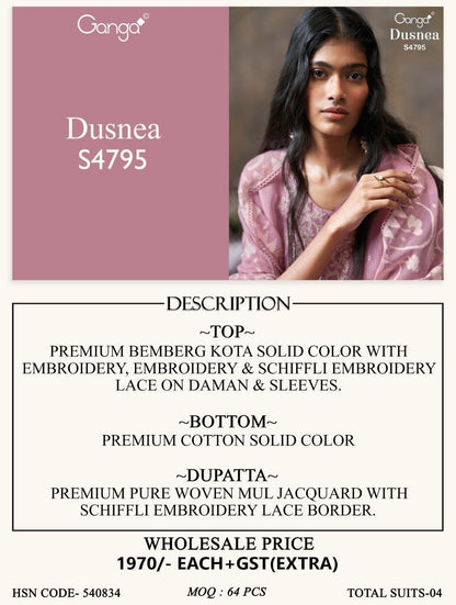 Dusnea S4795 Ganga Bemberg Pant Style Suits Supplier Ahmedabad