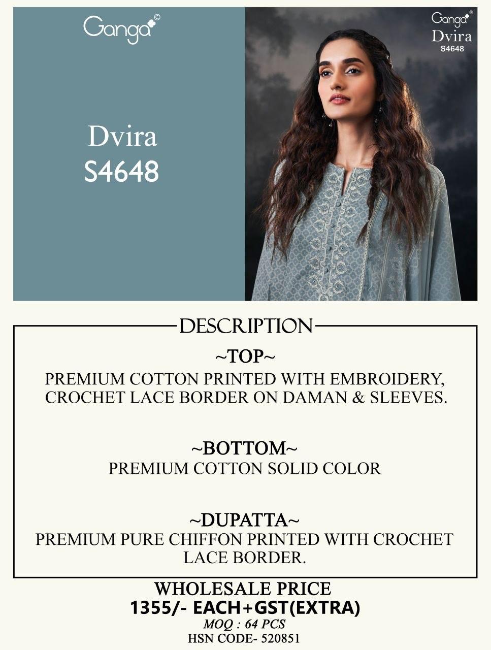Dvira 4648 Ganga Cotton Plazzo Style Suits Manufacturer Ahmedabad