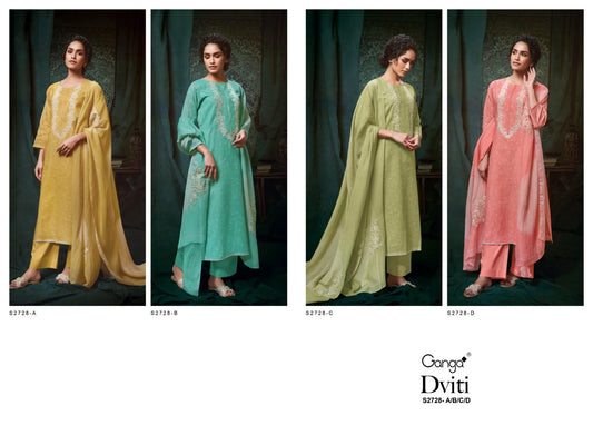 Dviti S2728 Ganga Linen Plazzo Style Suits Manufacturer Gujarat