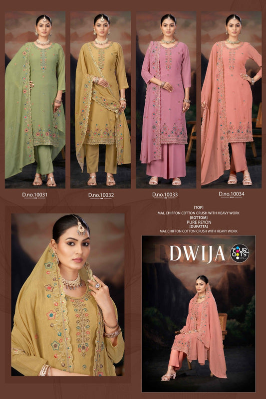 Dwija Triple Aaa Mal Chiffon Pant Style Suits Supplier Ahmedabad