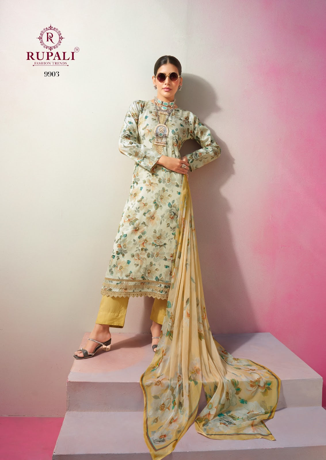Dyani Rupali Jam Satin Pant Style Suits Wholesaler