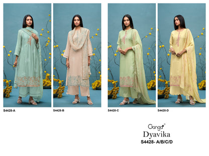 Dyavika S4428 Ganga Bemberg Silk Plazzo Style Suits Wholesale Rate
