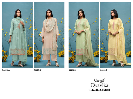 Dyavika S4428 Ganga Bemberg Silk Plazzo Style Suits Wholesale Rate