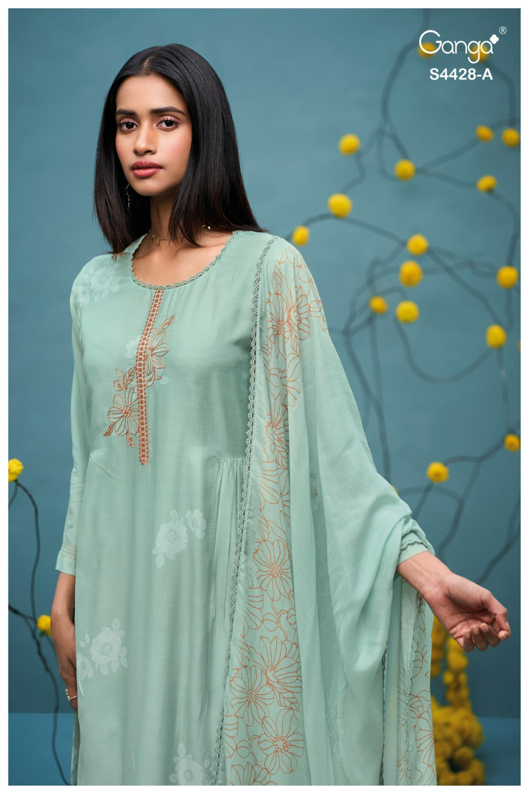Dyavika S4428 Ganga Bemberg Silk Plazzo Style Suits Wholesale Rate