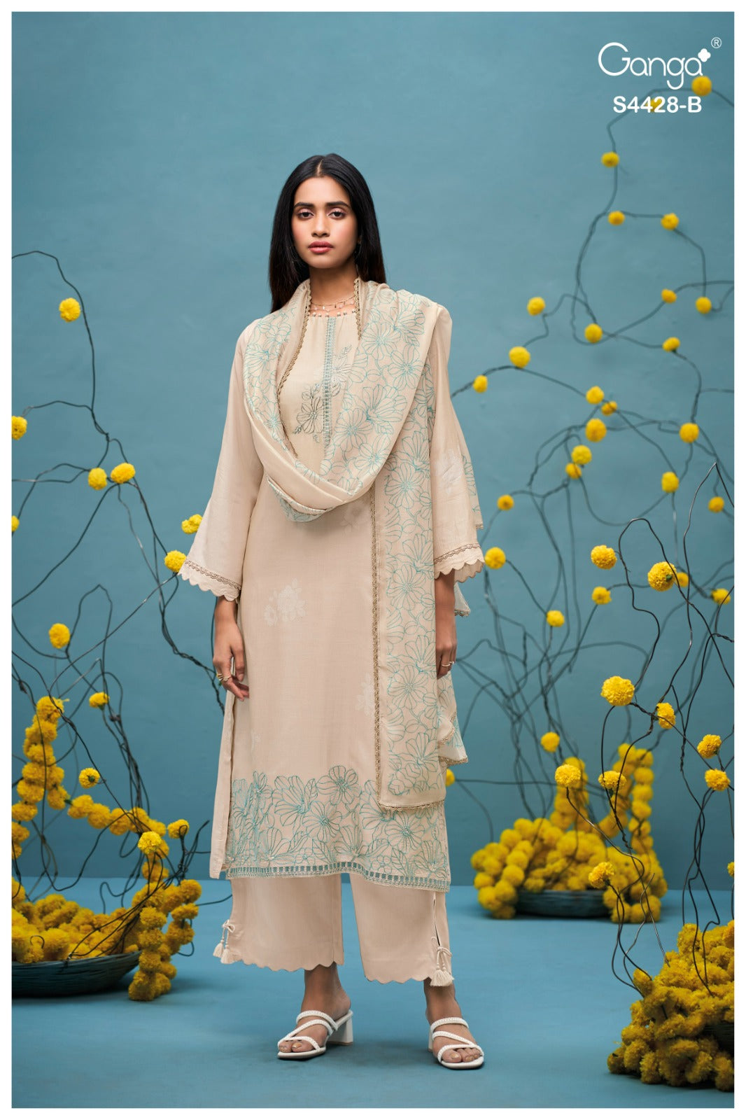 Dyavika S4428 Ganga Bemberg Silk Plazzo Style Suits Wholesale Rate