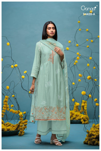Dyavika S4428 Ganga Bemberg Silk Plazzo Style Suits Wholesale Rate