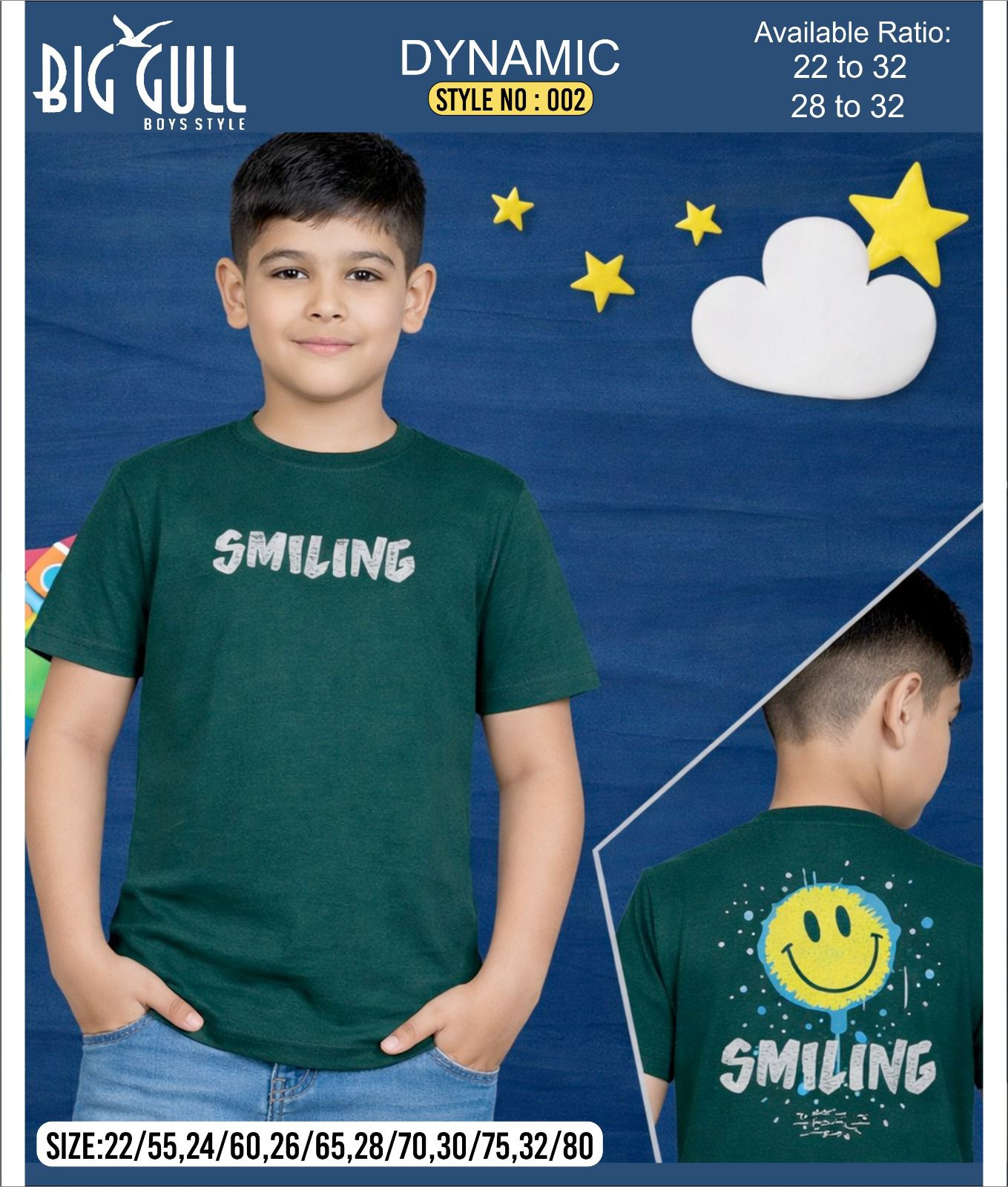 Dynamic Style 002 Big Gull Cotton Biowashed Boys Tshirt Exporter Ahmedabad