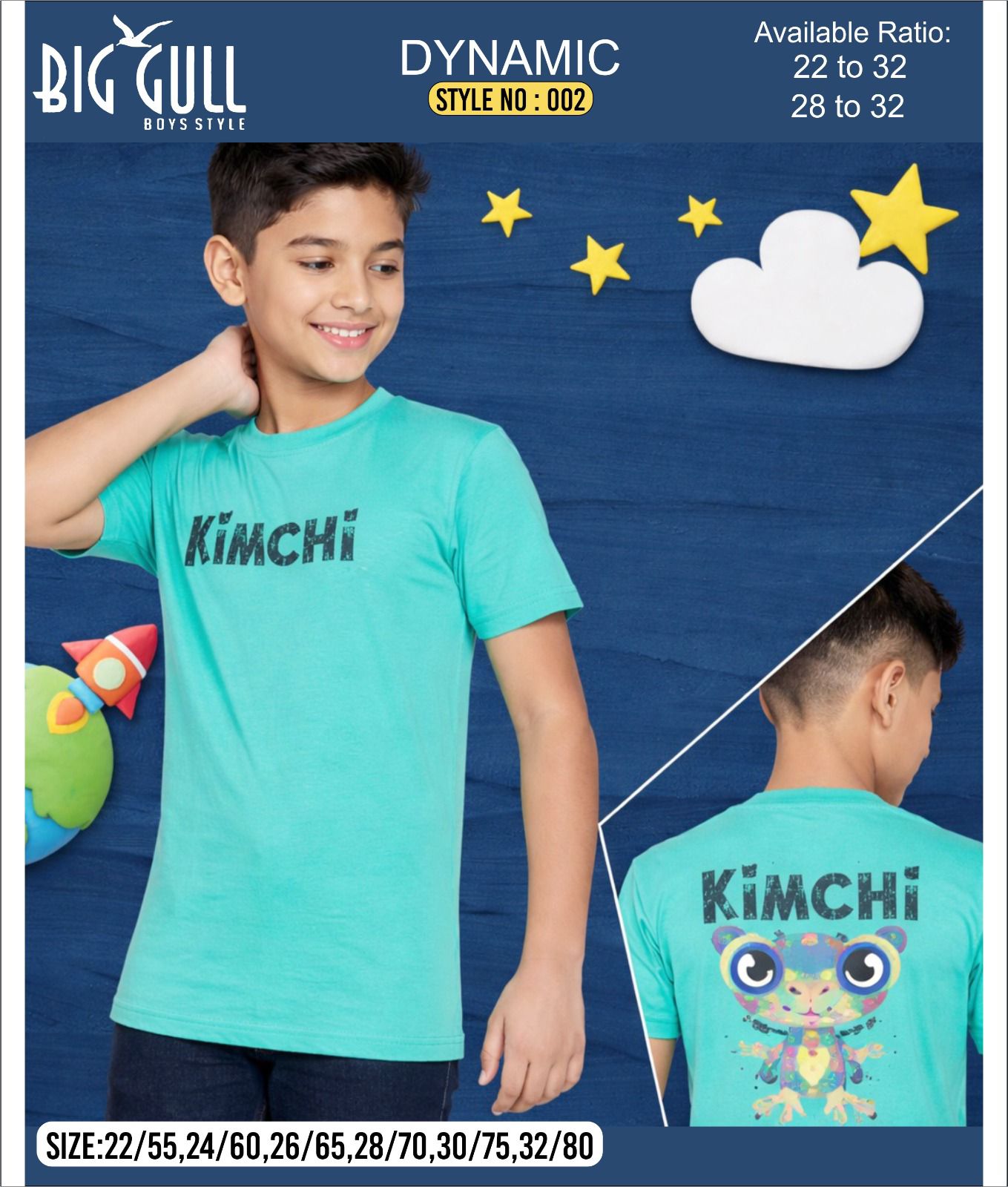 Dynamic Style 002 Big Gull Cotton Biowashed Boys Tshirt Exporter Ahmedabad