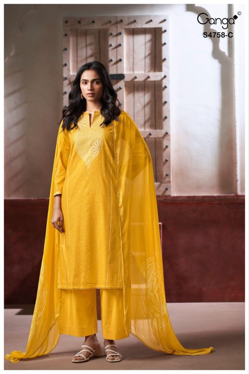 Dynza S4758 Ganga Cotton Plazzo Style Suits Wholesale Price