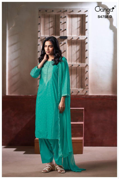 Dynza S4758 Ganga Cotton Plazzo Style Suits Wholesale Price