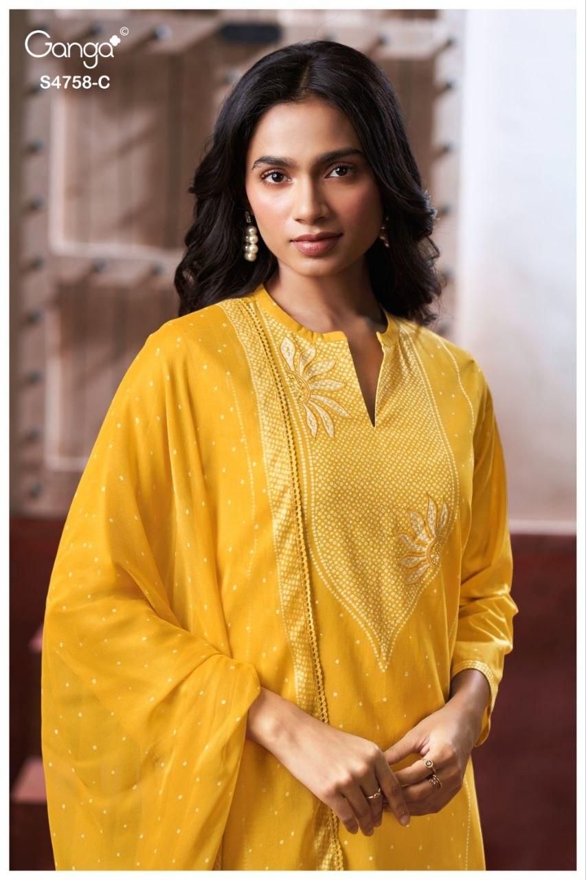 Dynza S4758 Ganga Cotton Plazzo Style Suits Wholesale Price